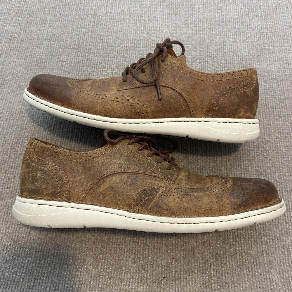 Born Shoes Mens Size‎ 10 Brown Leather Wingtip Lace Up Casual Comfort Sneakers - Picture 2 of 10